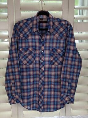 VIP Western Pearl Snap Plaid Shirt – Blue/Red Classic Snap Button Down